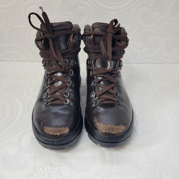 LL Bean Cresta GoreTex Boots Mens Size 6.5 Vibram Leather Brown GTX Hiking Italy main image 5